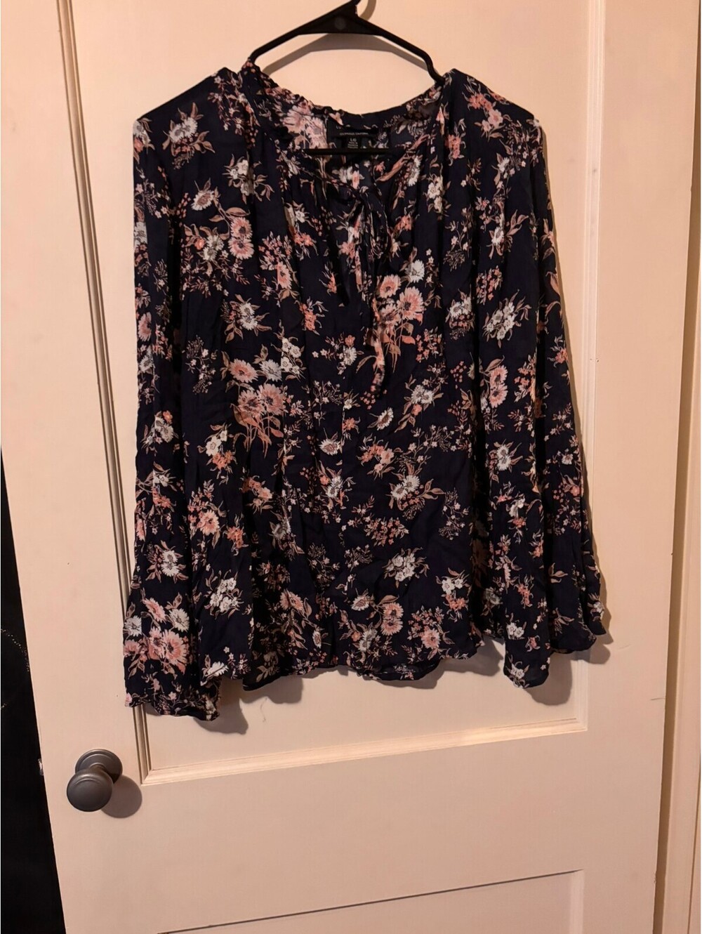 Lucky Brand navy floral long sleeve blouse Large
